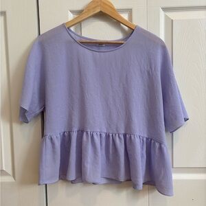 Aritzia/Wilfred Lilac Peplum Blouse